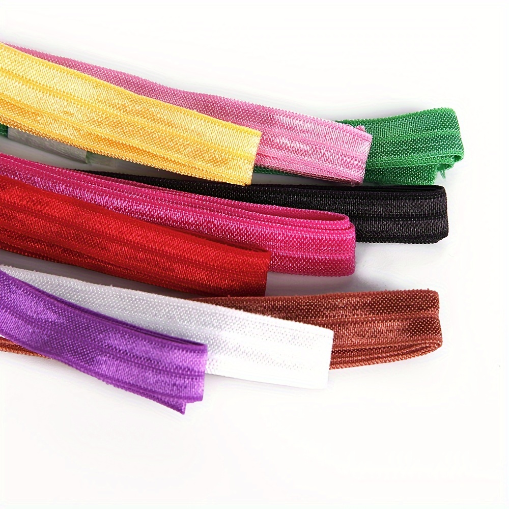 5 Yards Elastic Ribbon Fold Over Elastic Spandex Satin Band Ties Hair Lace  Trim