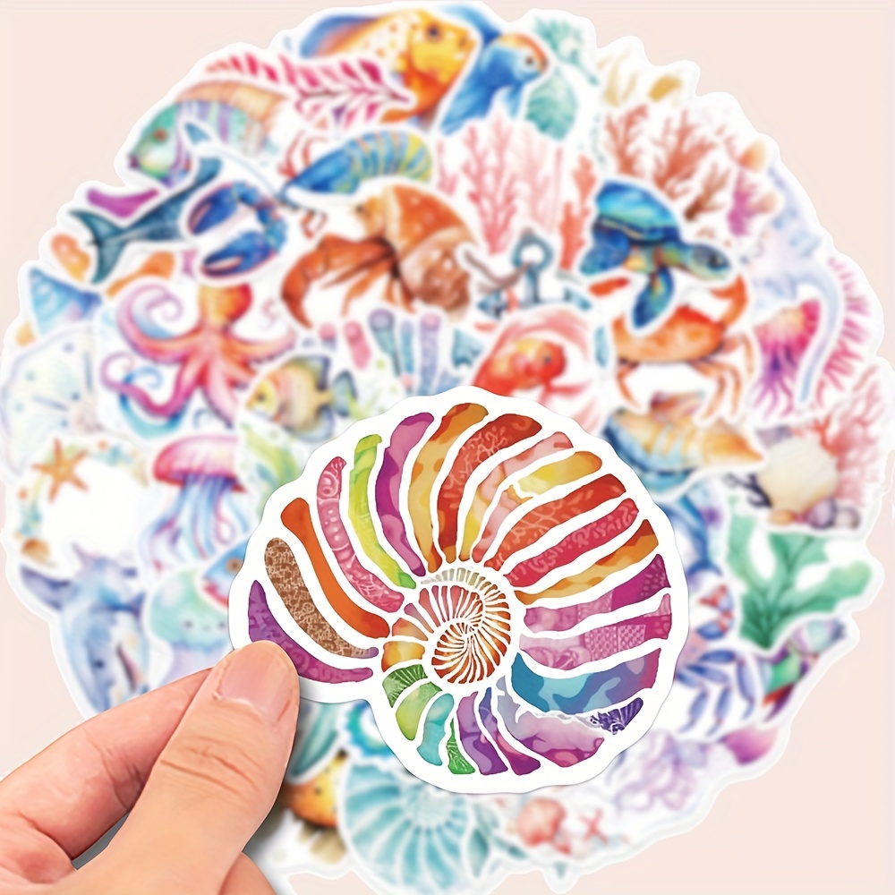 

50pcs Sea Animal Sticker Decoration, Vinyl Sticker Suitable For Laptop, Skateboard, Water Bottle, Car, Scrapbook