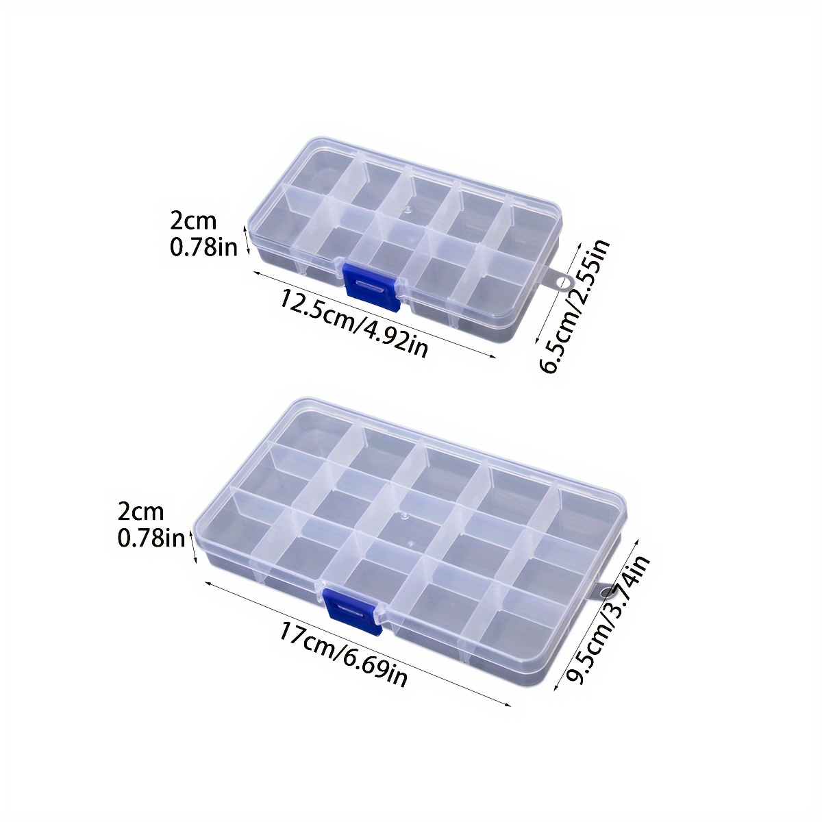 Storage Box 3 Pack Clear Organizer Boxes, 15 Storage Grids With