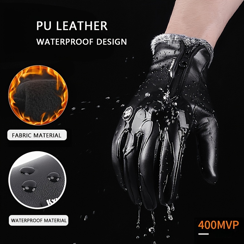 Driving Cycling Gloves Men Women Warm Thermal Pu Leather Touch