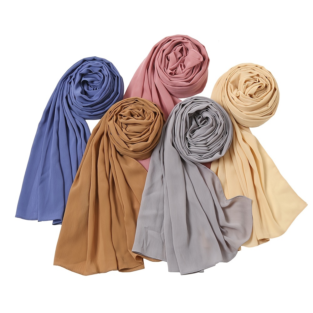 Women's Fashion Scarves Women Summer Casual Colorful Multicolor Solid Color  Chiffon Thin Regular (Hot Pink-a, One Size)