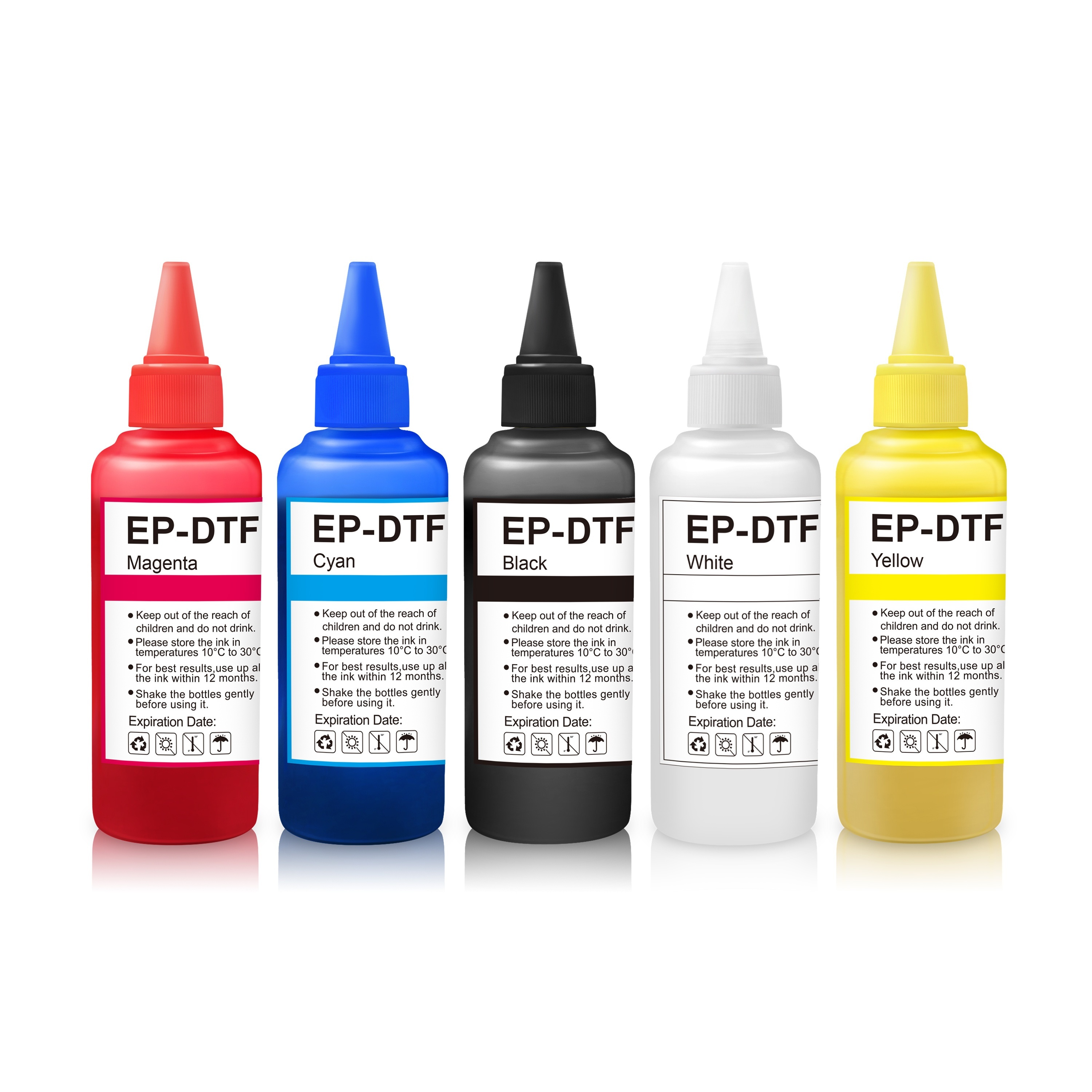  Yamation DTF Ink 600ml: Refill for DTF Printers Epson ET-8550,  XP-15000, L1800, L805, R1390, R2400, Direct to Film Printing (100ml x 6,  White Cyan Magenta Yellow Black)