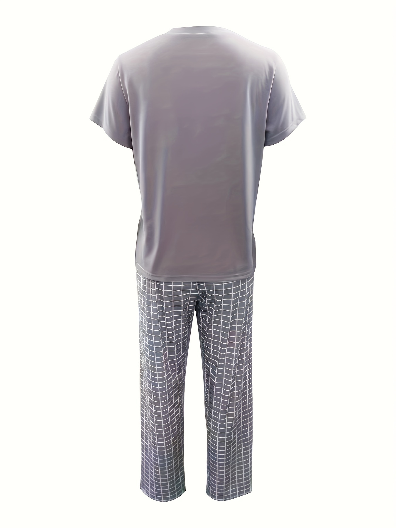 Plaid Print Tee & Pants Lounge Set