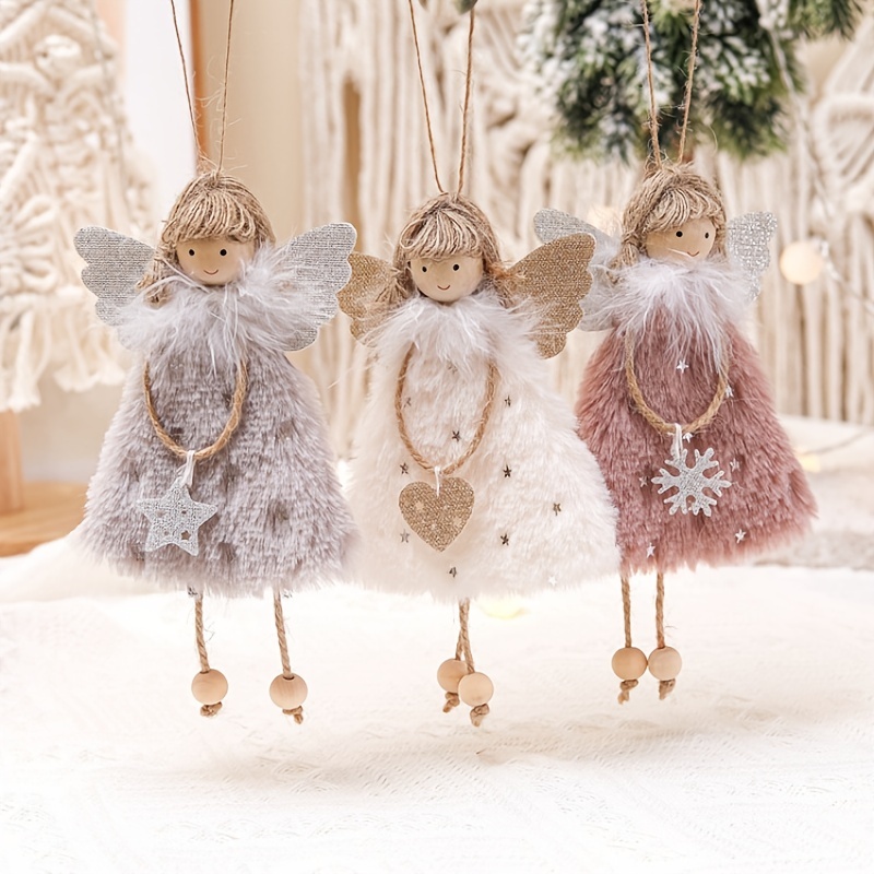 Christmas Tree Ornaments Decorations New Plush Angel Pendant Pendant  Children's Cute Plush Doll Blue Tiny Aesthetic Hanging Outdoor for Home  Rustic