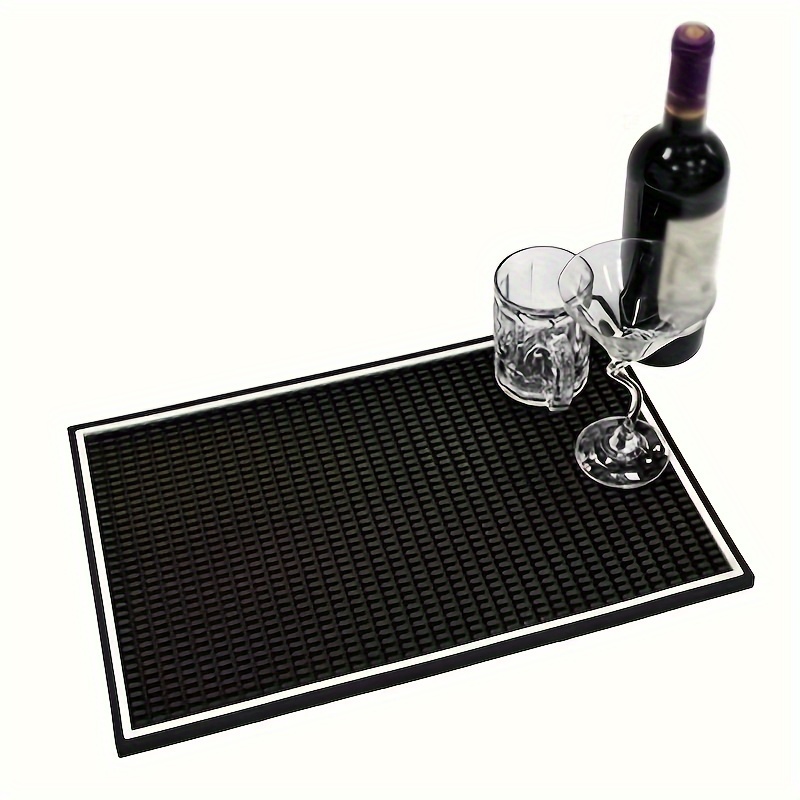 Spill-Stop Bar Mat, 27 x 3 1/4 Black Rubber Bar Mat Tezzorio