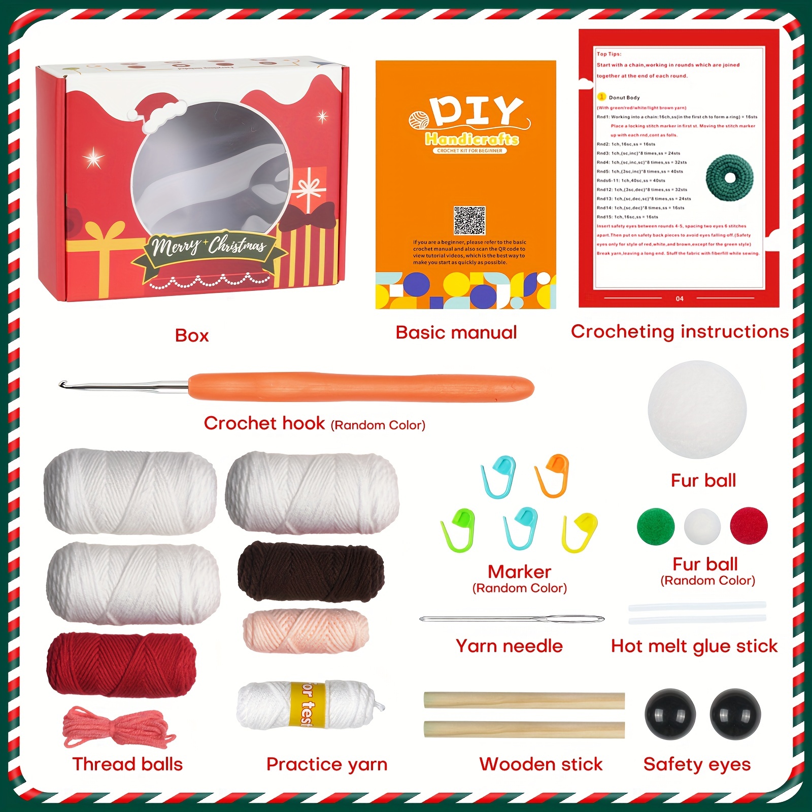 Diy Handmade Crochet Kit Package With Crochet Hooks Yarn - Temu