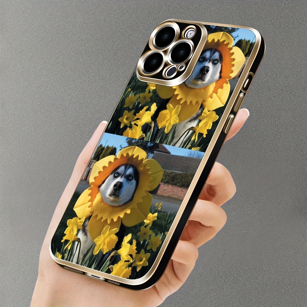 A Dog Flowers Head Prints A Cell Phone Case Iphone 14 13 Temu