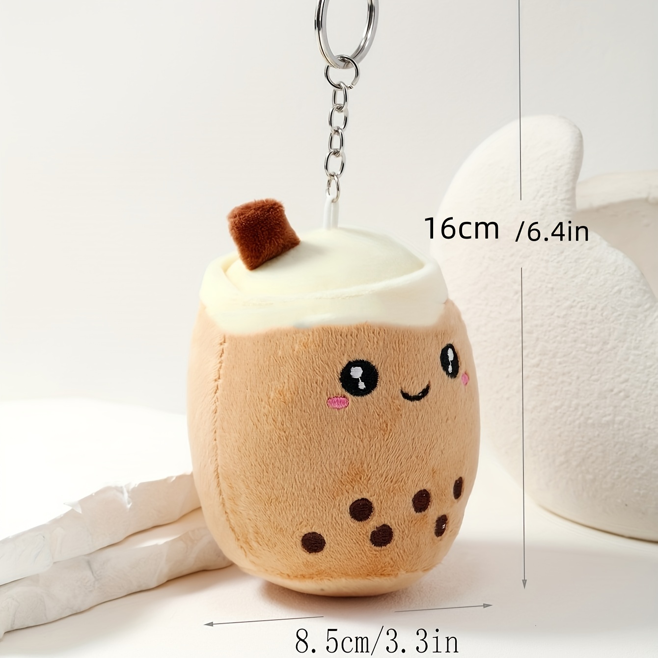 Cuteam Doll Pendant,Key Chain 3D Design Full Filling Soft Touch Multi-Purpose Unscented Decorate Lovely Plush Milk Tea Cup Doll Backpack Keychain for