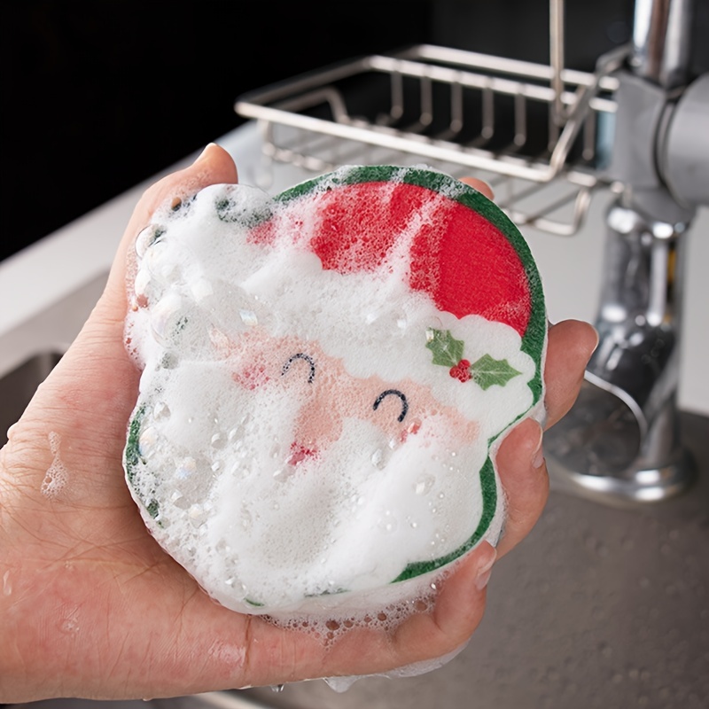 Christmas Cleaning Sponge Household Scouring Pad Kitchen Wipe Dishwashing  Sponge Cloth Dish Cleaning Towels Kitchen Accessory