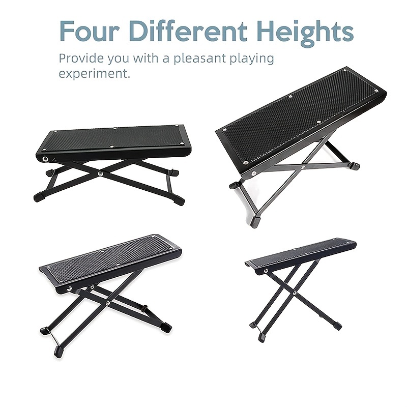 Guitar Foot Pedal Sturdy Metal Foot Rest 4 Gears High Low Non-slip
