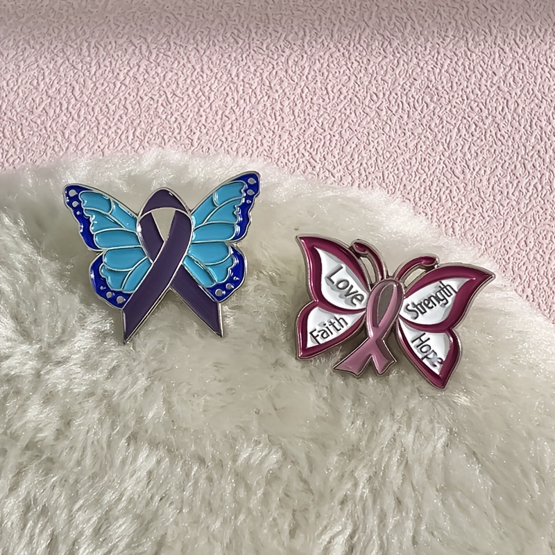 Pink Ribbon Butterfly Pin | Pink | Breast Cancer Awareness Pins by PinMart