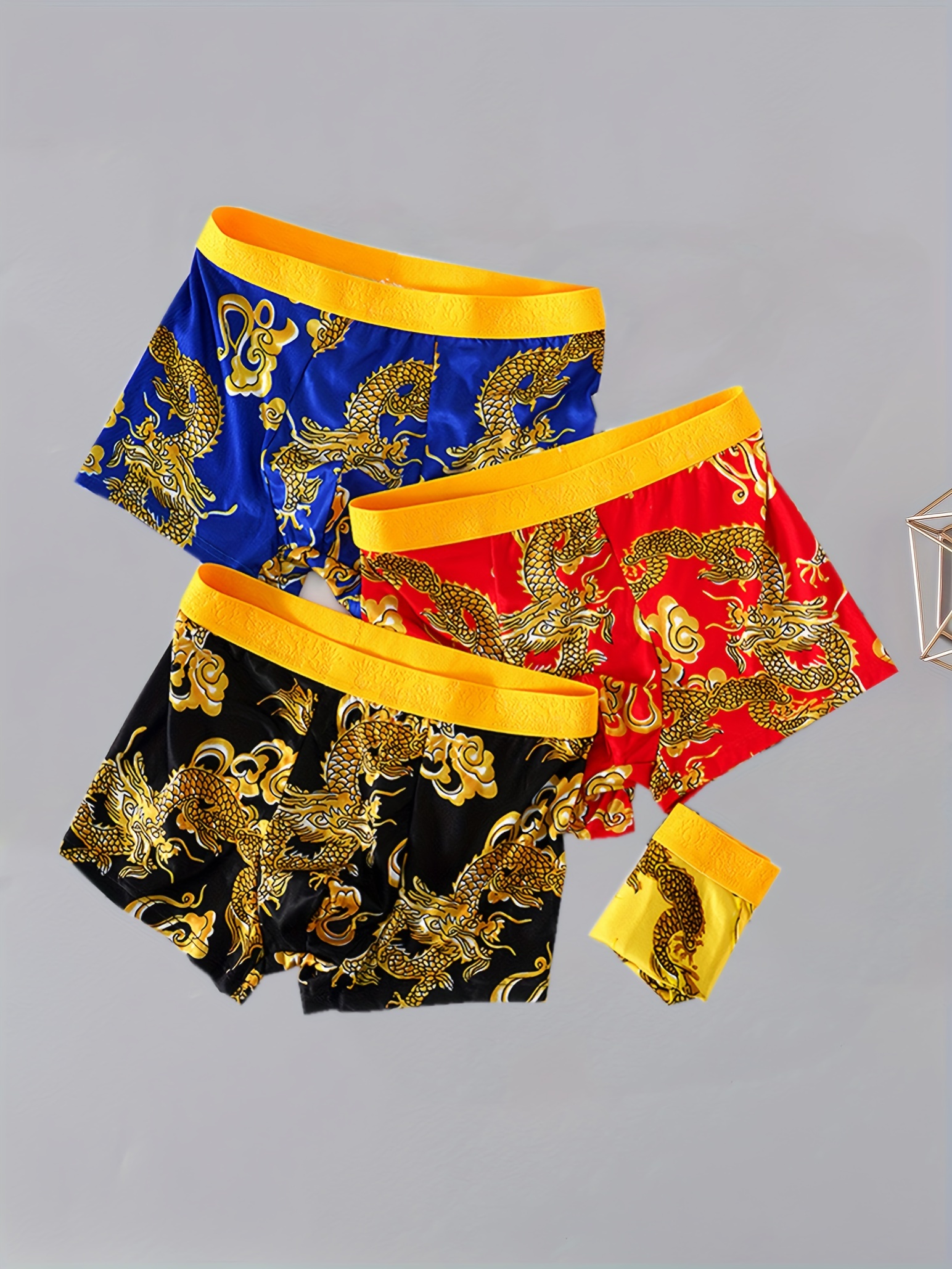 DanceeMangoo Chinese New Year FA CAI Men Underwear, Red Lucky Soft RABIT  Year Shorts Boxer Briefs Panties for Spring Festival 