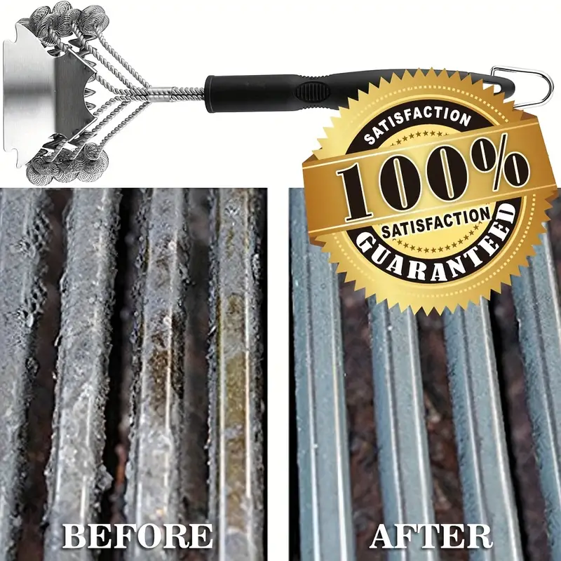 Stainless Steel Grill Brush And Scraper - Safe And Effective Bbq Cleaning  Tool For Porcelain, Weber, Gas, And Charcoal Grills - Perfect Gift For Grill  Wizards - Temu