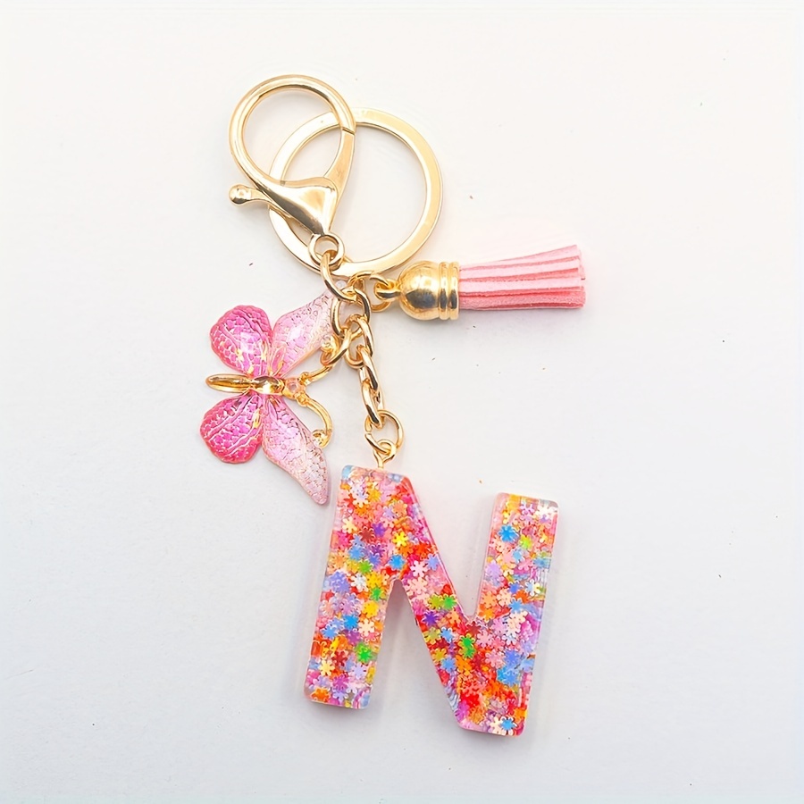 1pc Initial Letter Keychain Resin Letter Keychain Pendant Backpack Purse Accessories for Girls,Temu