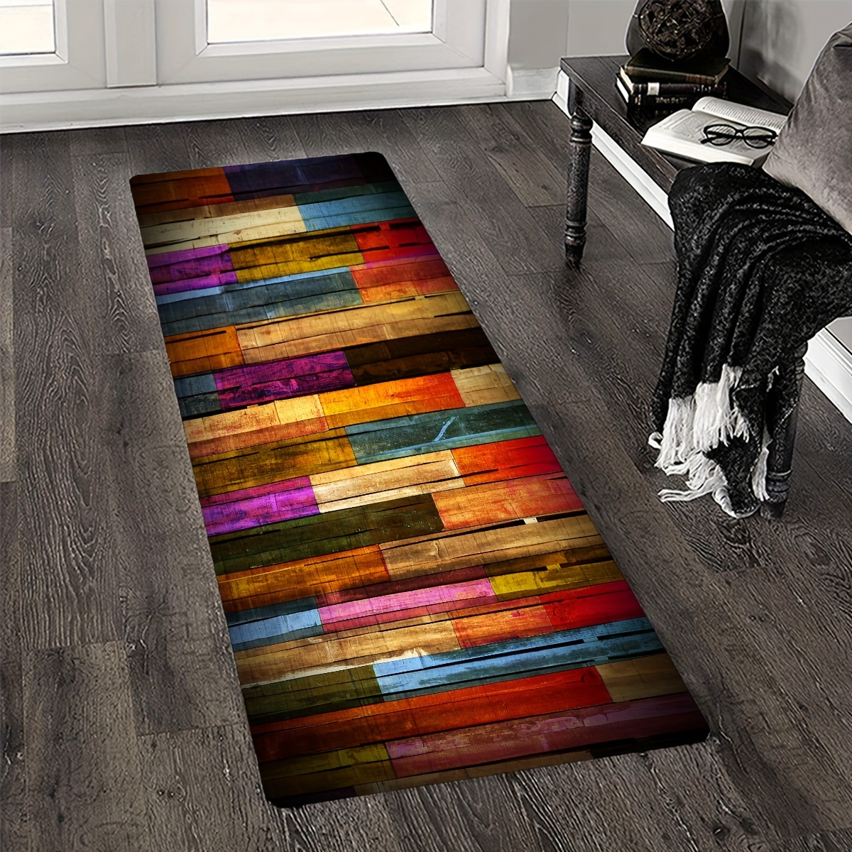 Imitation Wood Panel Kitchen Rugs, Vintage Absorbent Non Slip Cushioned Rugs,  Stain Resistant Waterproof Long Strip Floor Mat, Comfort Standing Mats,  Living Room Bedroom Bathroom Kitchen Sink Laundry Office Area Rugs Runner