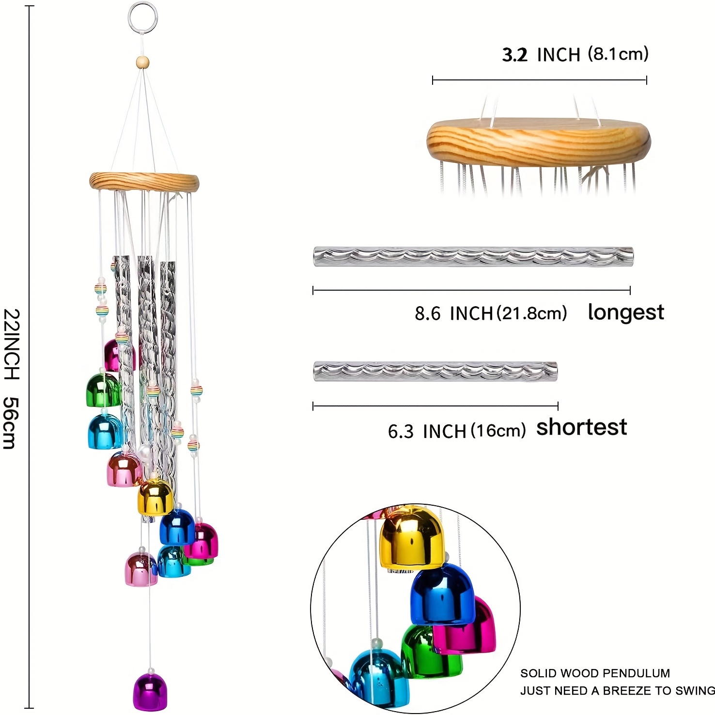 Colorful Wind Chimes Outside 4 Aluminum Tubes Comes 11 Bells - Temu