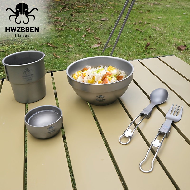 Outdoor Picnic Pure Titanium Soup Pan Camping Durable Portable