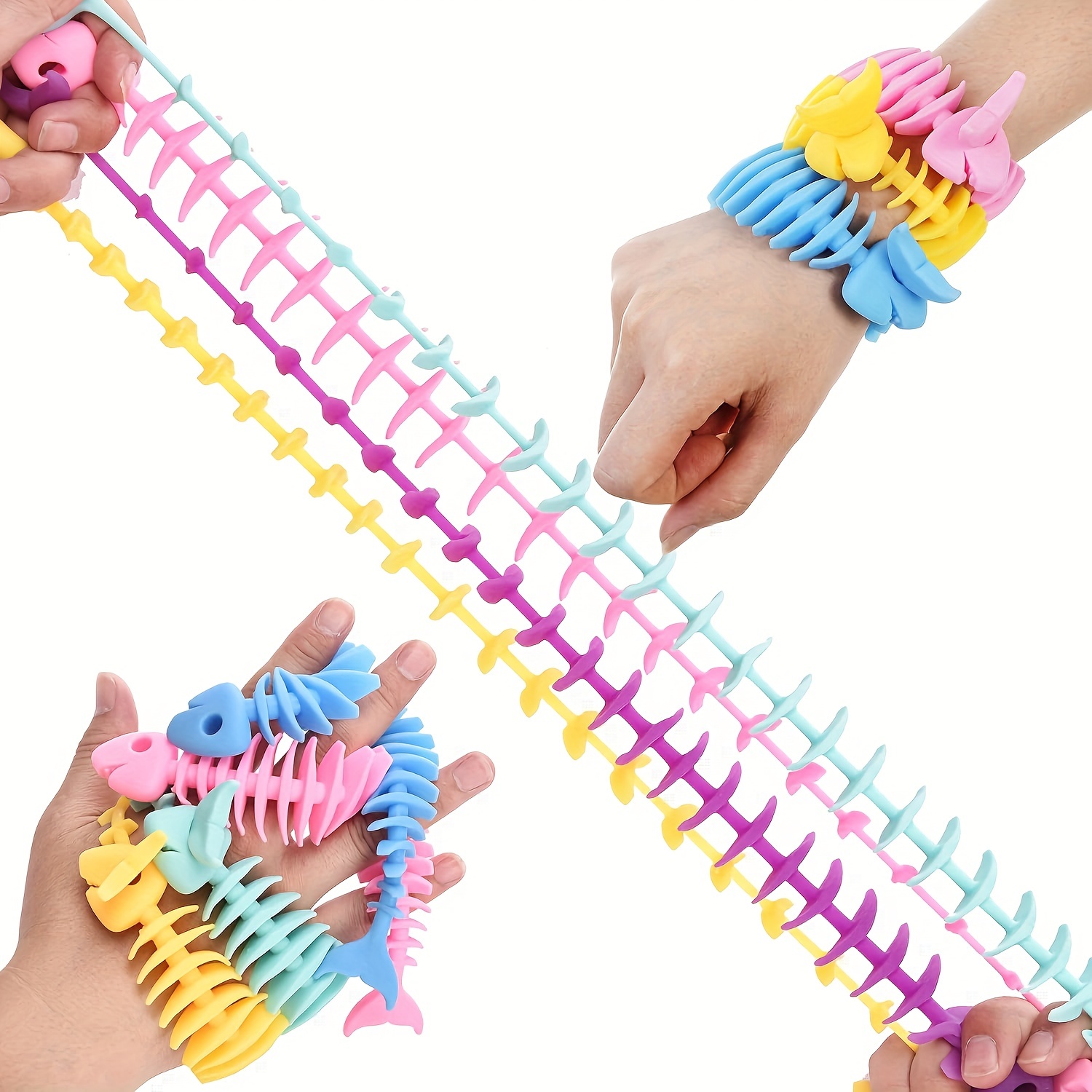12PCS Funny Unicorn Pull Worm Noodle Fidget Toys Stretch String TPR Rope  Anti Stress Toys String Stress Relief Autism Vent Toy