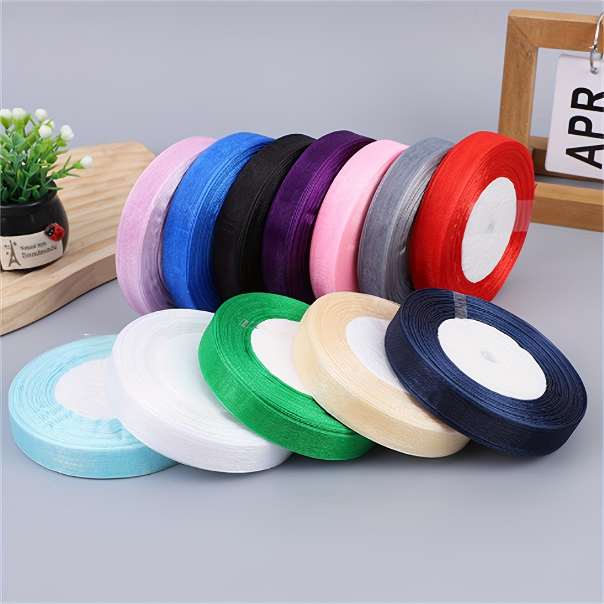 Diy 50yards Width Solid Color Spool Satin Edge Sheer Organza - Temu