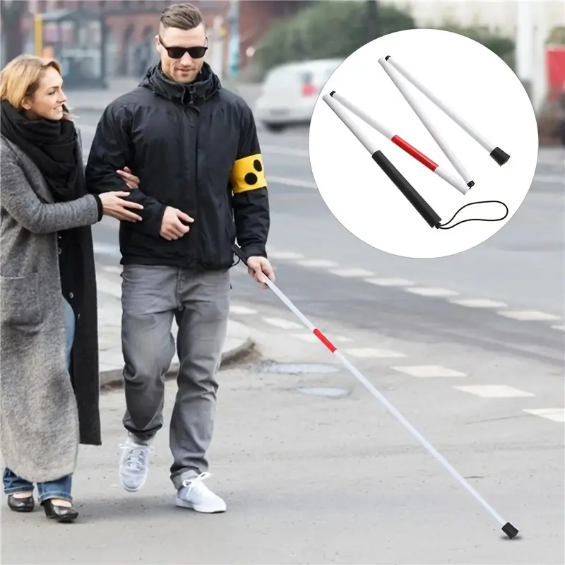 1pc Walking Stick For Blind, Foldable Reflective Cane Crutch, Aluminium  Alloy Portable Anti Shock Guide Walking Stick
