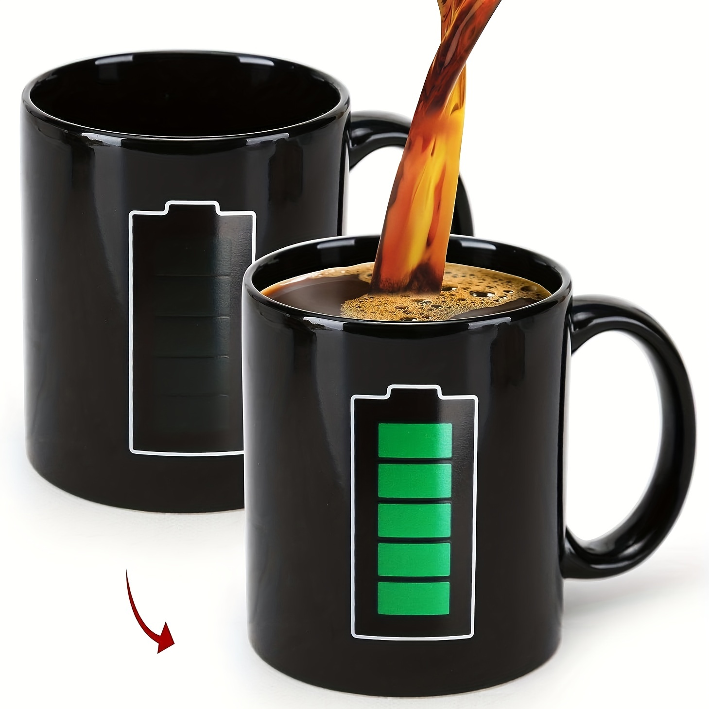 

1pc, Color Changing Coffee Mug, Cool Coffee & Tea Magic Heat Sensitive Cup 11 Oz Battery Charging Design Drinkware Ceramic Mugs Cute Birthday Christmas Gift Idea For Mom Dad Women & Men
