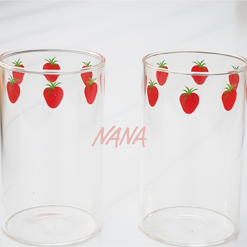 Ins Nana Strawberry Glasses Heat Resistant Coffee Milk Water Cups