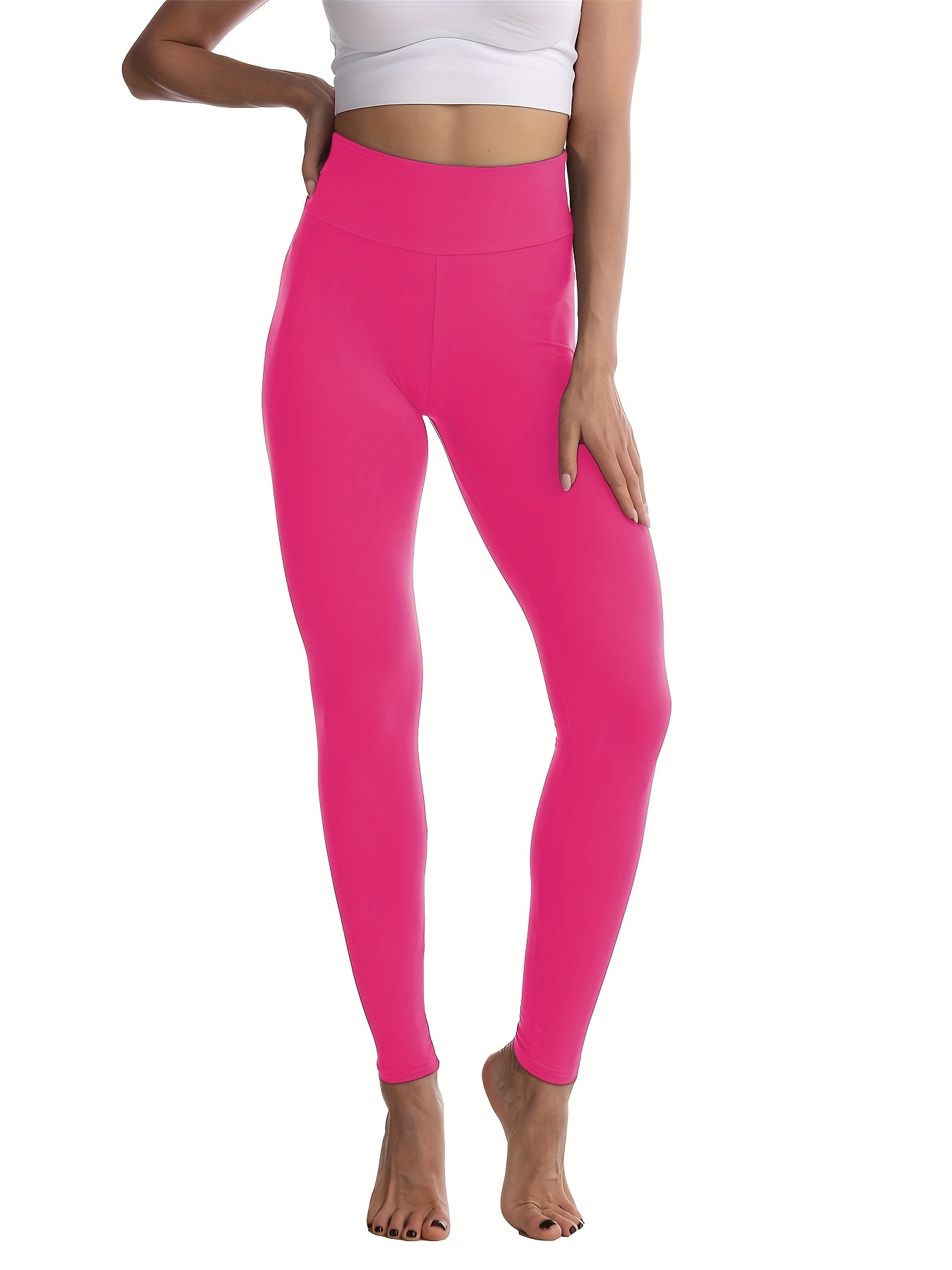  FRODOTGV Hot Pink Plain Yoga Leggings for Women High Waist  Fitness Tummy Control Leggings for Women X-Small : Clothing, Shoes & Jewelry