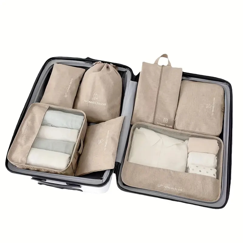 Travel Packaging Cubes Solid Color Luggage Bags Versatile - Temu