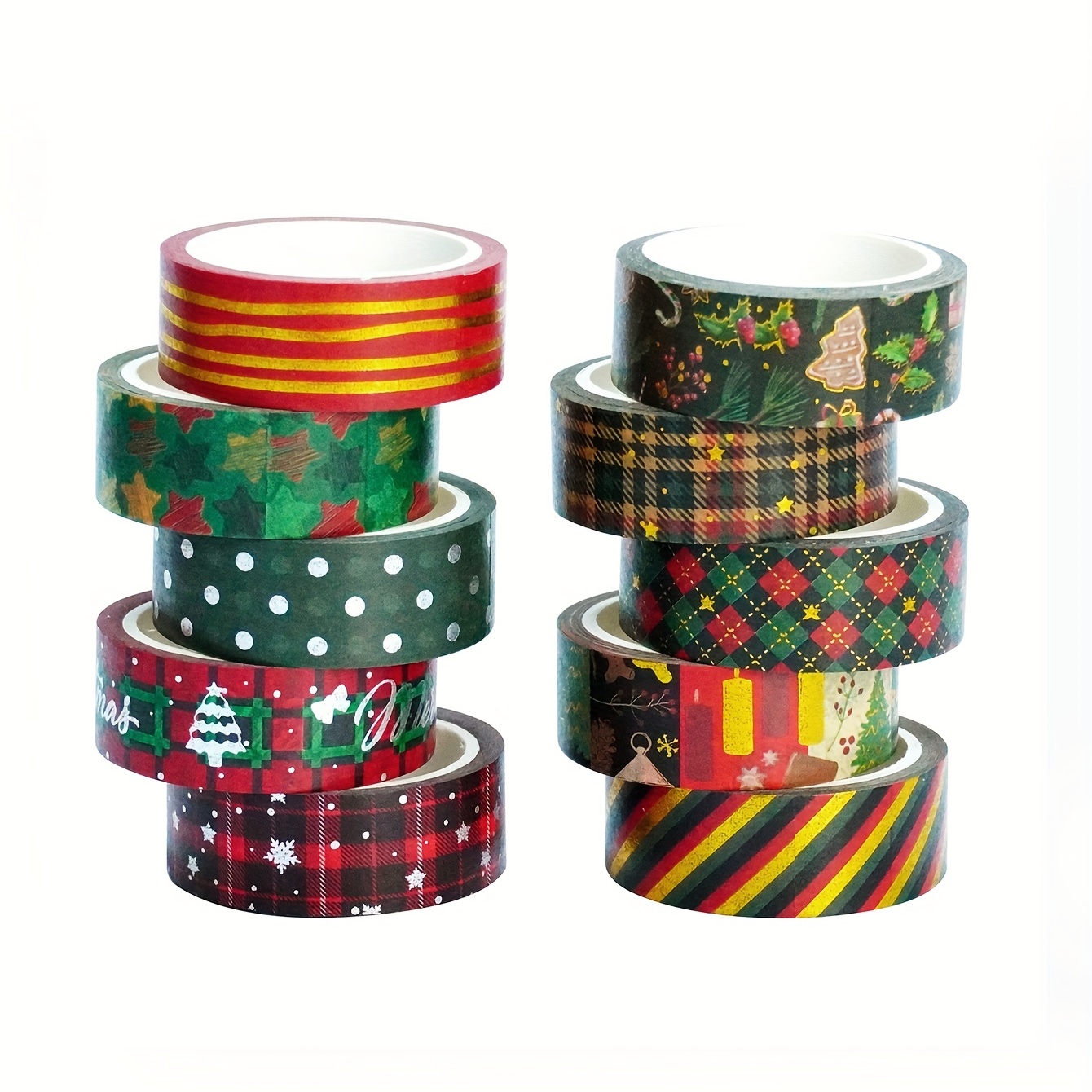 12pcs Bande de décoration de bricolage de flocon de neige de Noël,  autocollant bronzant et ensemble de ruban adhésif en papier