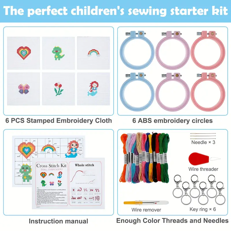 Embroidery Beginner Kit Cute Cross Stitch Key Ring Kit - Temu