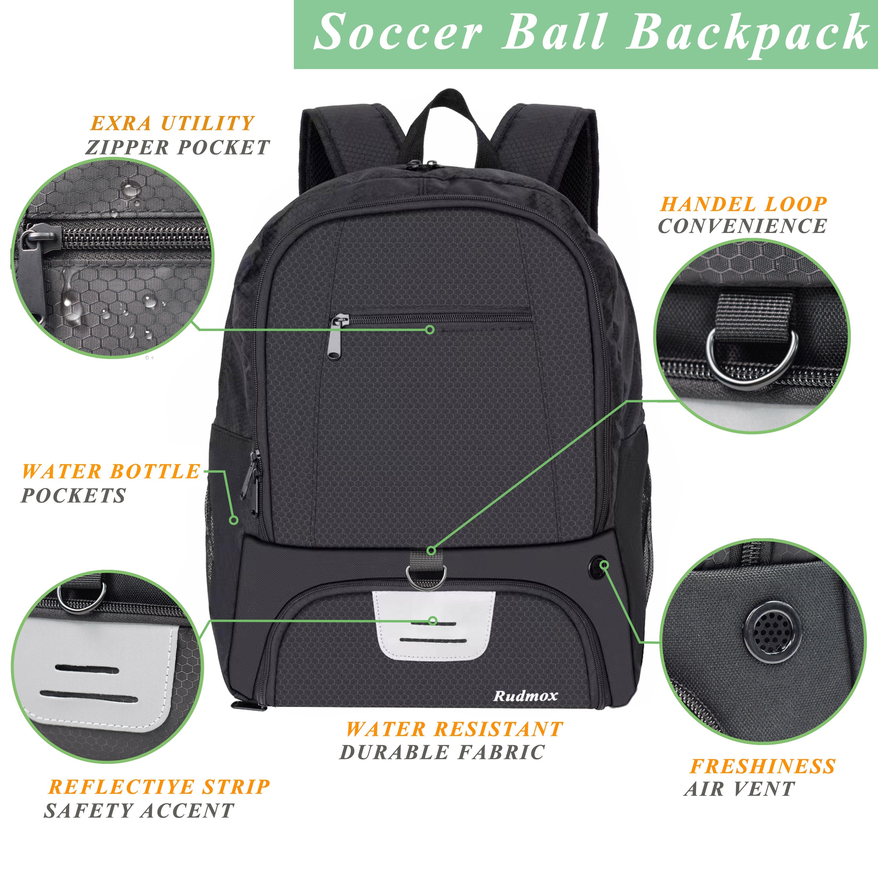 soccer ball bag football backpack with shoe compartment for youth suitable for basketball volleyball sports equipment bag with large capacity for outdoor camping 3