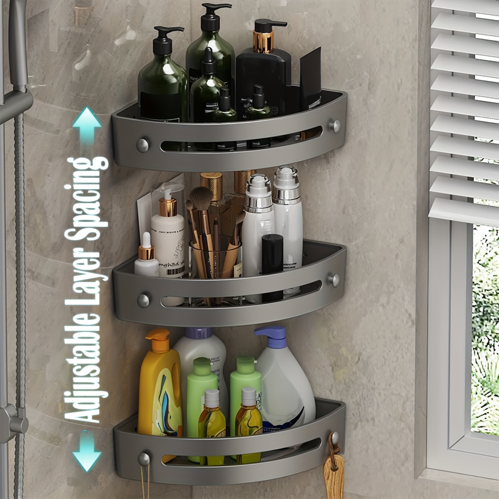 corner shelf with suction shower rack