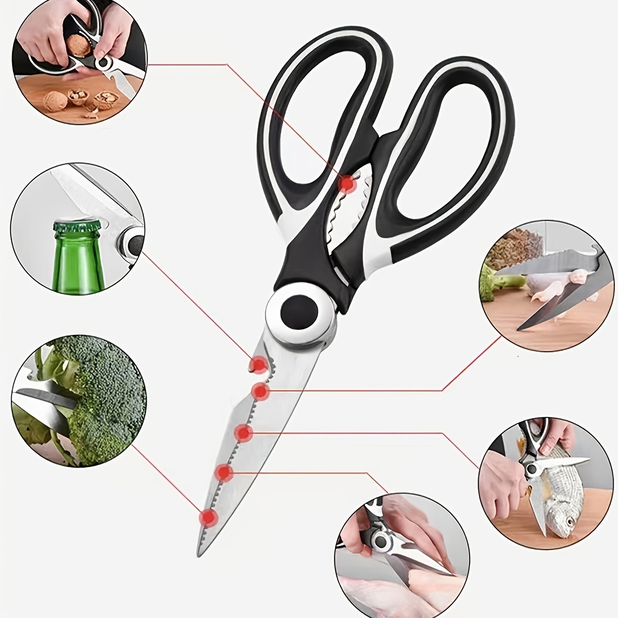 Stainless Steel Kitchen Scissors For All Kinds Of Food - Temu