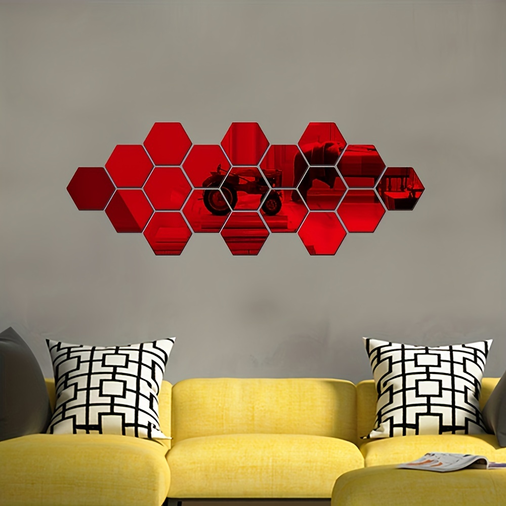 Hexagonal Mirror Wall Sticker, 3d Vinyl Removable Wall Decals, Home Decor, Self  Adhesive Wall Decals, Bathroom Decor - Temu