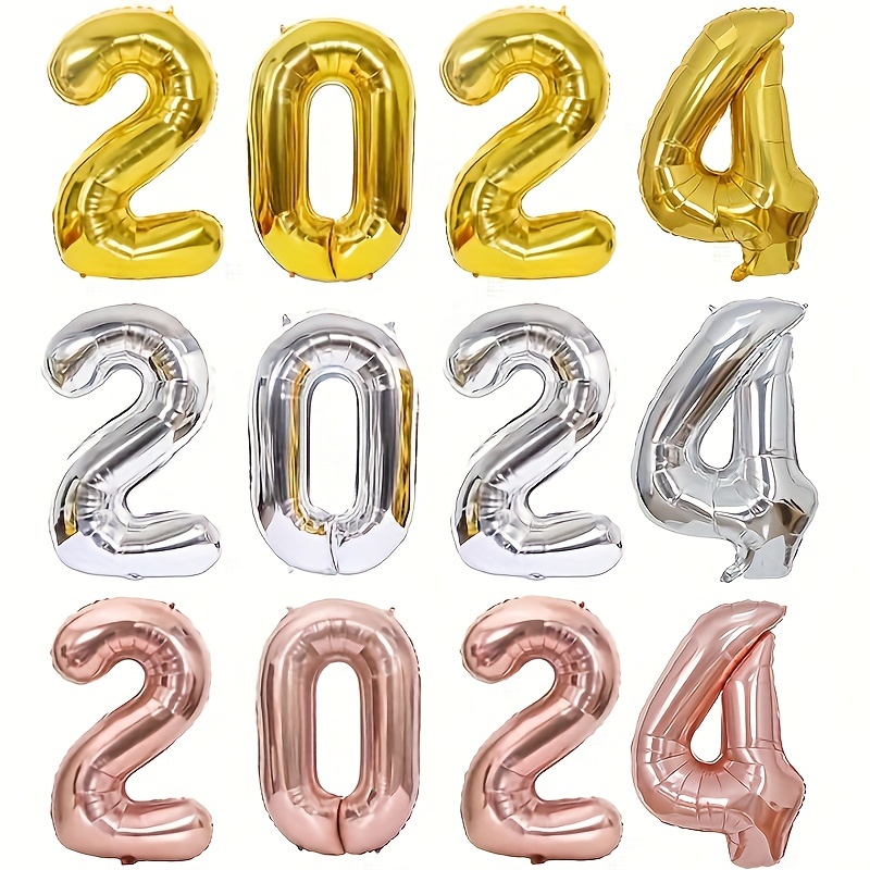 Golden 2024 Number Foil Balloon Set New Year Decor - Temu