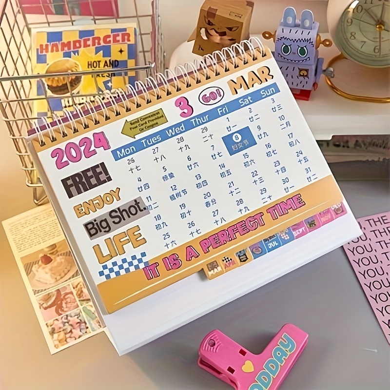 2024 Vintage Desk Calendar Creative Simple Office Planner - Temu