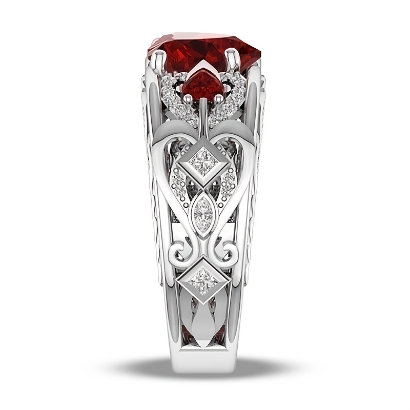 Romantic Couple Ring Engagement Jewelry Wedding Heart Ring Stainless Steel
