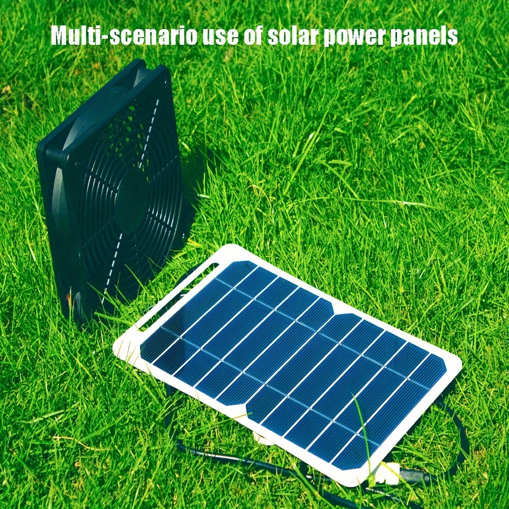 Kit de ventilador de panel solar, ventilador solar de 10 pulgadas y 100 W  con panel solar, ventilador de escape solar impermeable para pequeños