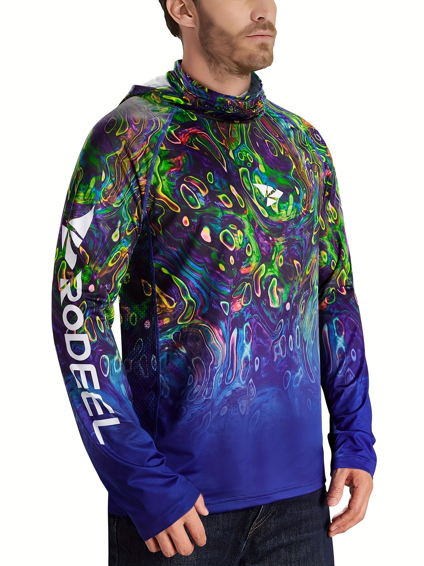 Tarpon Performance Hoodie Fishing Shirts, 50+Upf Sun Protection - Reel Fishy Apparel L / Blue Mist Hoodie L/S - unisex