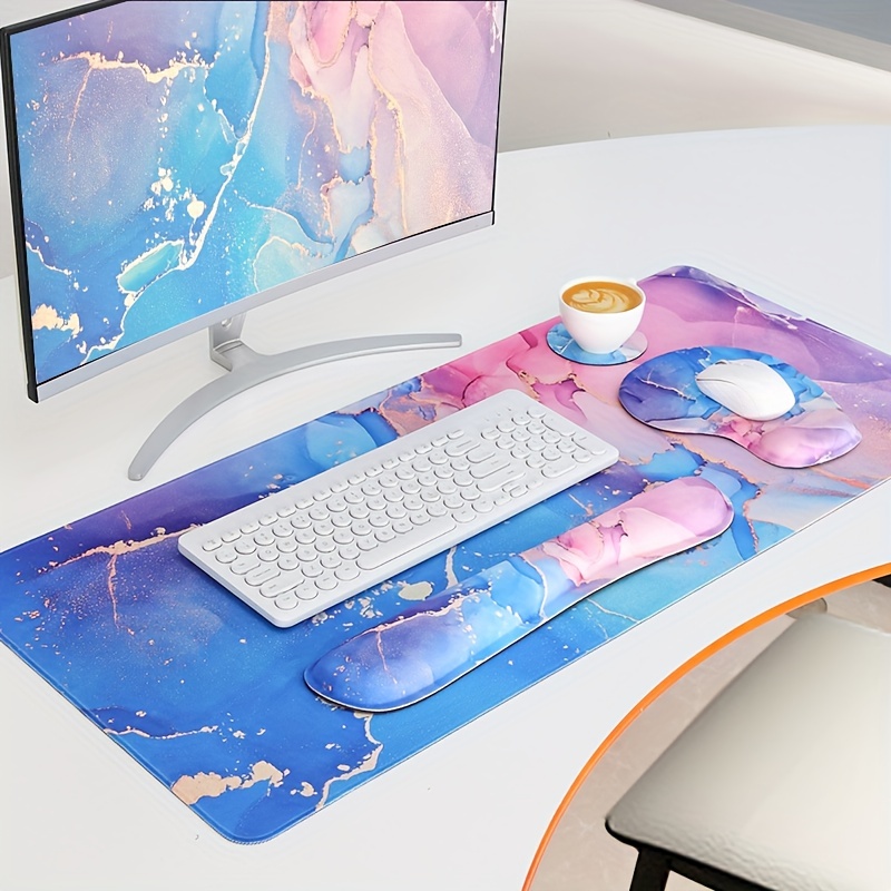 Desk Mat Gaming Mouse Pad Wrist Support Set 4 in 1 Xxl Large - Temu