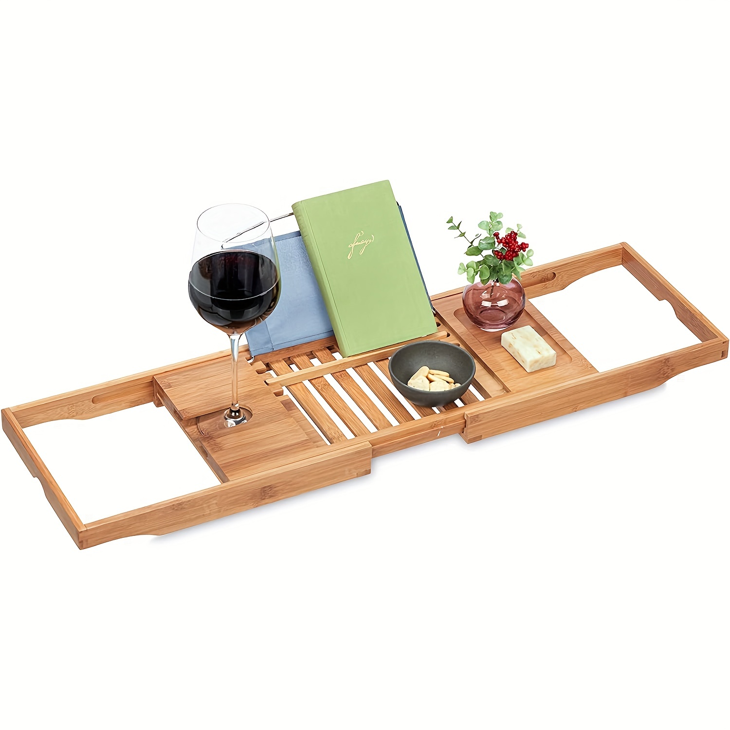 Retractable Bamboo Bathtub Tray With Storage, Book, Wine, Tablet, Phone  Holder - Organize Your Bathroom Essentials With Style - Temu