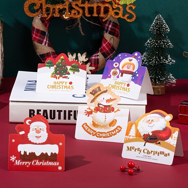 5pcs Cartoon Anime Christmas Small Greeting Cards Cute Creative Folding  Christmas Gift Greeting Cards Writible | Shop The Latest Trends | Temu