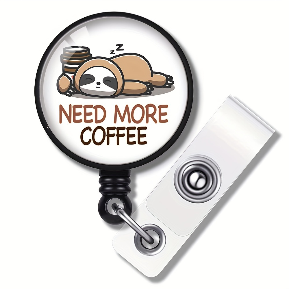 Id Badge Holder Lanyard Coffee Badge Reel Retractable Heavy - Temu