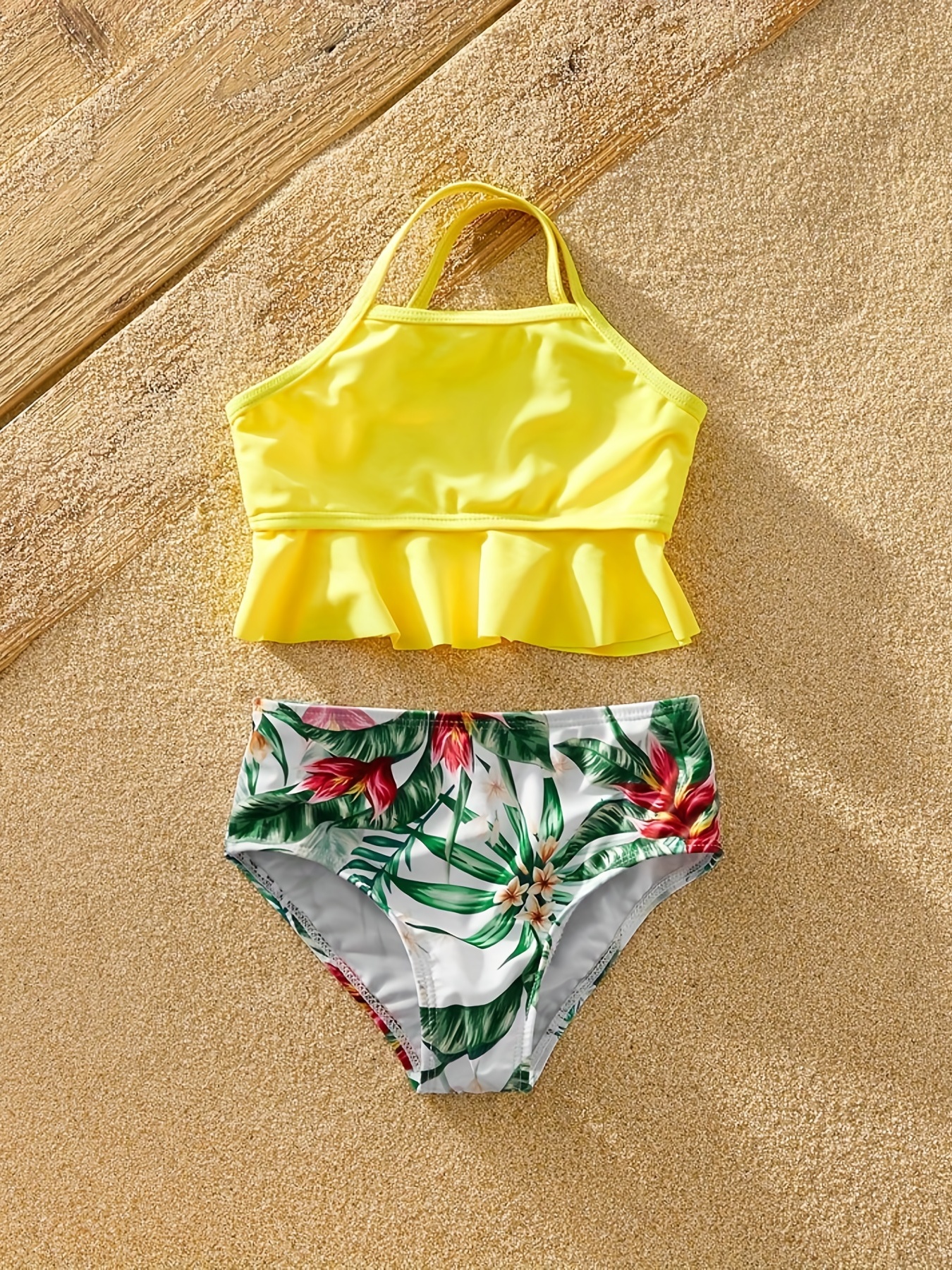 Toddler Girls Bikini Tankini Swimsuit Sleeveless Ruffle Hem - Temu