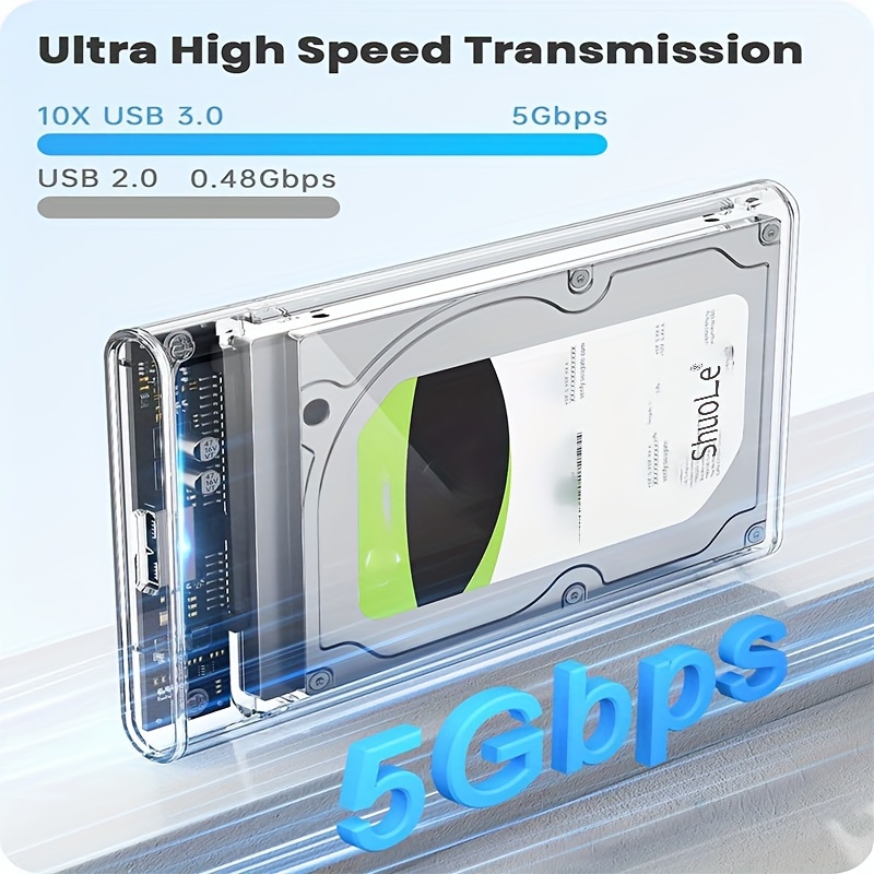 Boitier disque dur Transparant SSD/HDD 2.5 Externe USB 3.0 Original