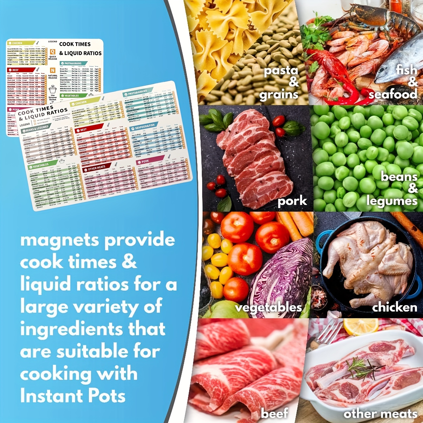 Best Improved Instant Pot Magnet Cooking Times Cheat Sheet Chart Handy  Magnetic Cookbook Recipe Pressure Cooker Accessories Gifts 