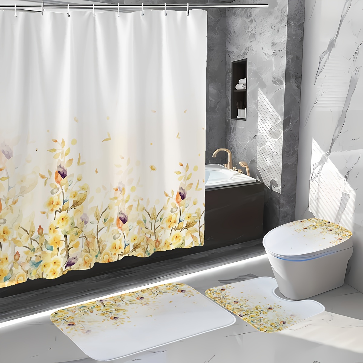 Yellow Shower Curtain Fabric - Temu Canada