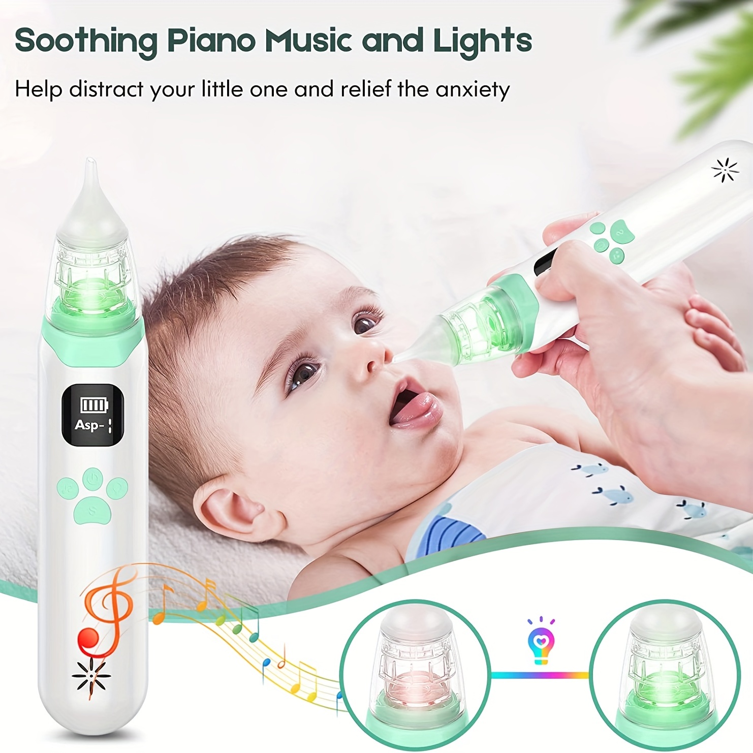 Baby Nasal Aspirator, Baby Nose Sucker, Electric Nose Suction for Baby,  Booger Sucker for Baby and Toddlers, 6 Levels of Suction