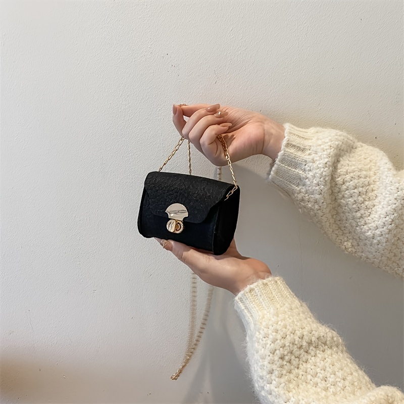 Mini Snakeskin Embossed Square Bag Twist Lock Elegant