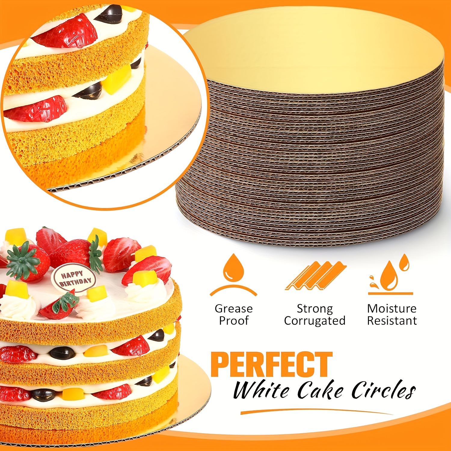 White Cake Boards Round | 48 Pack – 12 Inch | Cardboard Cake Rounds Circles  | Disposable Cake Platter Board Base Tray | Cake Decorating Supplies 